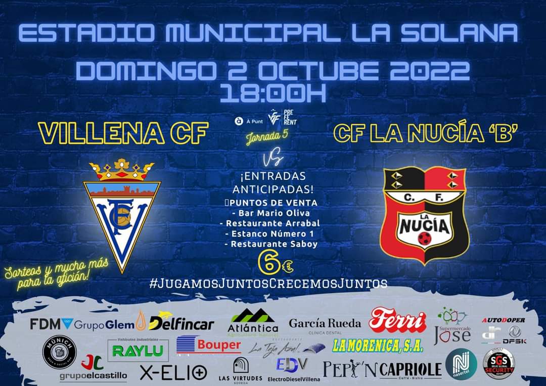 Cartel del próximo partido del Villena CF