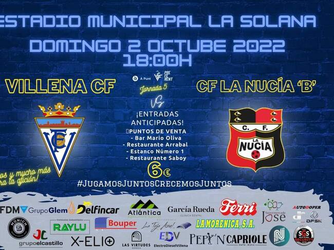 Cartel del próximo partido del Villena CF