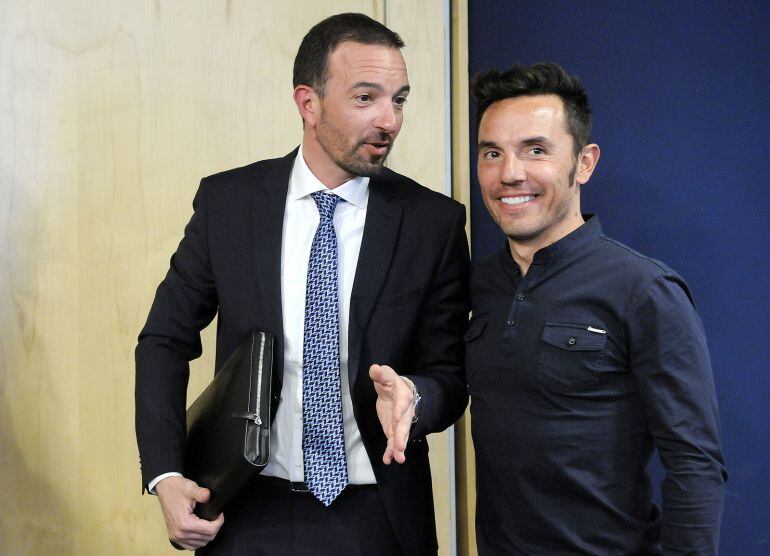 Roda de premsa de presentació de la campanya de seguretat viària “Andorra territori ciclista” a càrrec del ministre d’Ordenament Territorial, Jordi Torres, i el ciclista Joaquim Rodríguez 