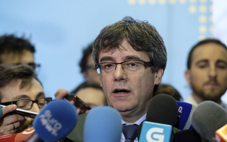 Carles Puigdemont, en una de sus declaraciones desde Bruselas