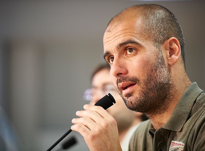 Guardiola, durante la rueda de prensa