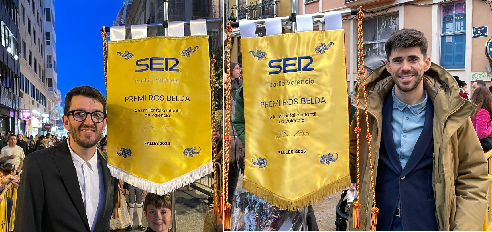 Los artistas José Gallego e Iván Tortajada, artistas de las fallas ganadoras del premio Ros Belda en las ediciones 2024 y 2025