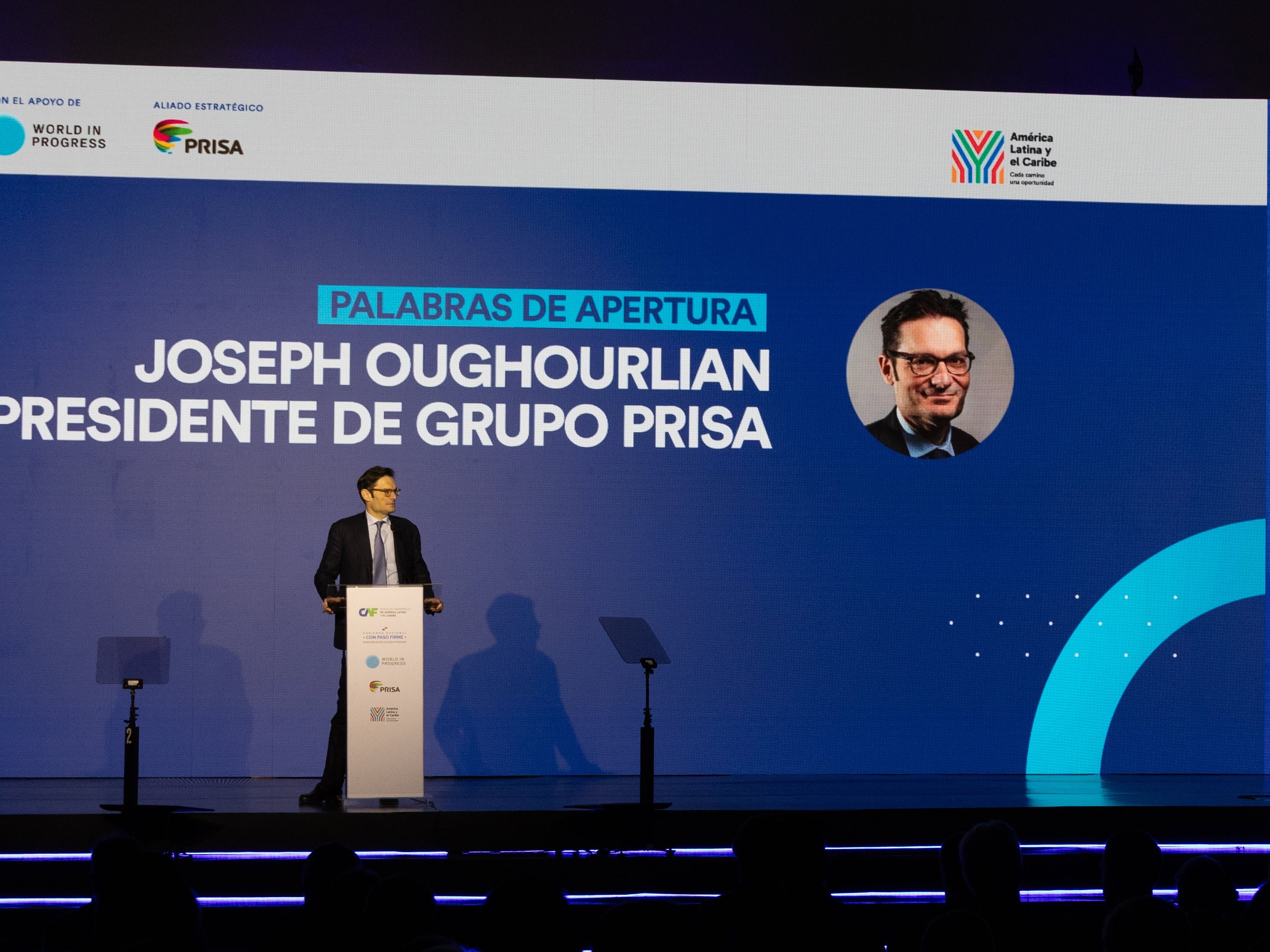 Panamá, 29 de enero 2025, Joseph Oughourlian, Presidente de Grupo PRISA
durante la ceremonia de inauguración del Foro Económico Internacional América Latina y el Caribe 2025.