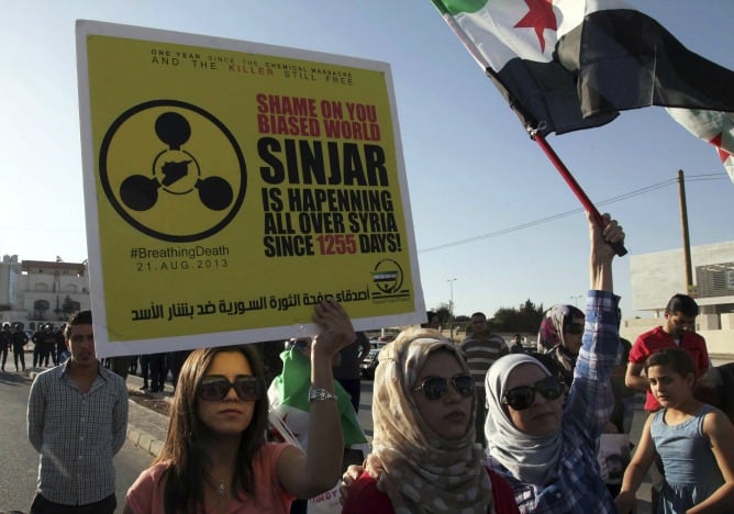 Manifestación en contra del régimen del presidente sirio Bachar al Asad.