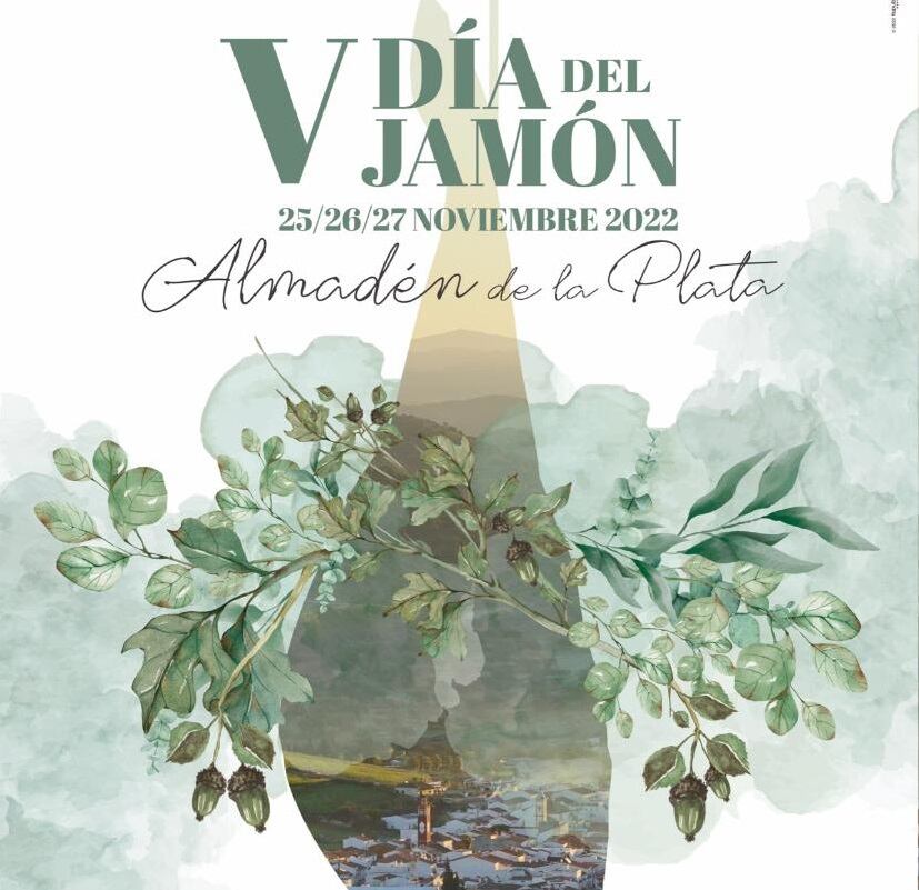 Cartel del V Día del jamón que este fin de semana se celebra en Almadén de la Plata