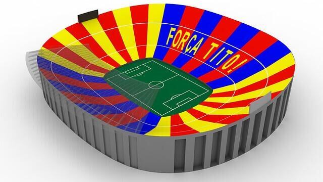 El mosaico que lucirá el Camp Nou este próximo sábado con motivo del FC Barcelona-Real Madrid