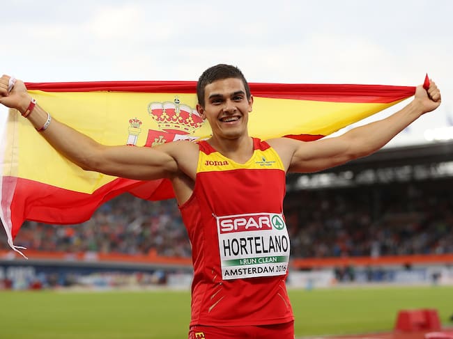 Bruno Hortelano celebra el oro en el 200 en el Europeo de Ámsterdam, en 2016