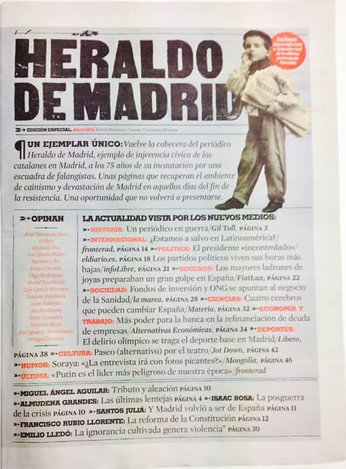 Portada de la nueva edición de 'El Heraldo de Madrid'