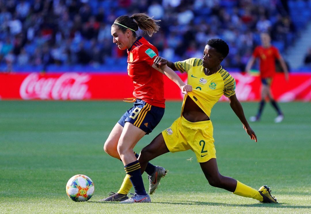 Mariona Caldentey durante el primer partido de España en el Mundial