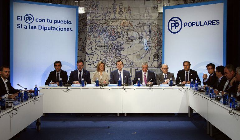 Acto del PP en defensa de las diputaciones celebrado en el Parador de Cuenca, y que ha clausurado Rajoy