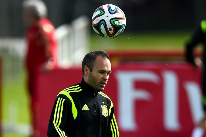 Andrés Iniesta, durante un entrenamiento con España