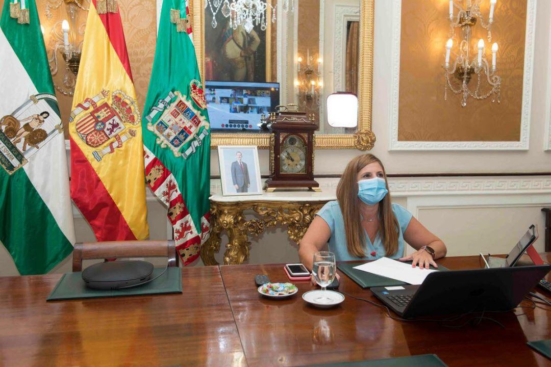 La presidenta de la Diputación de Cádiz, Irene García, en un pleno extraordinario de la institución provincial