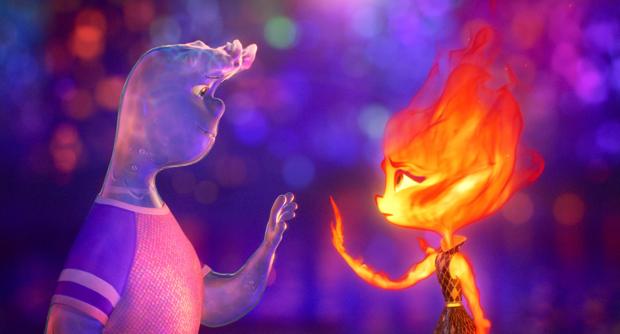 ELEMENTAL - Wade and Ember. © 2023 Disney/Pixar. All Rights Reserved.