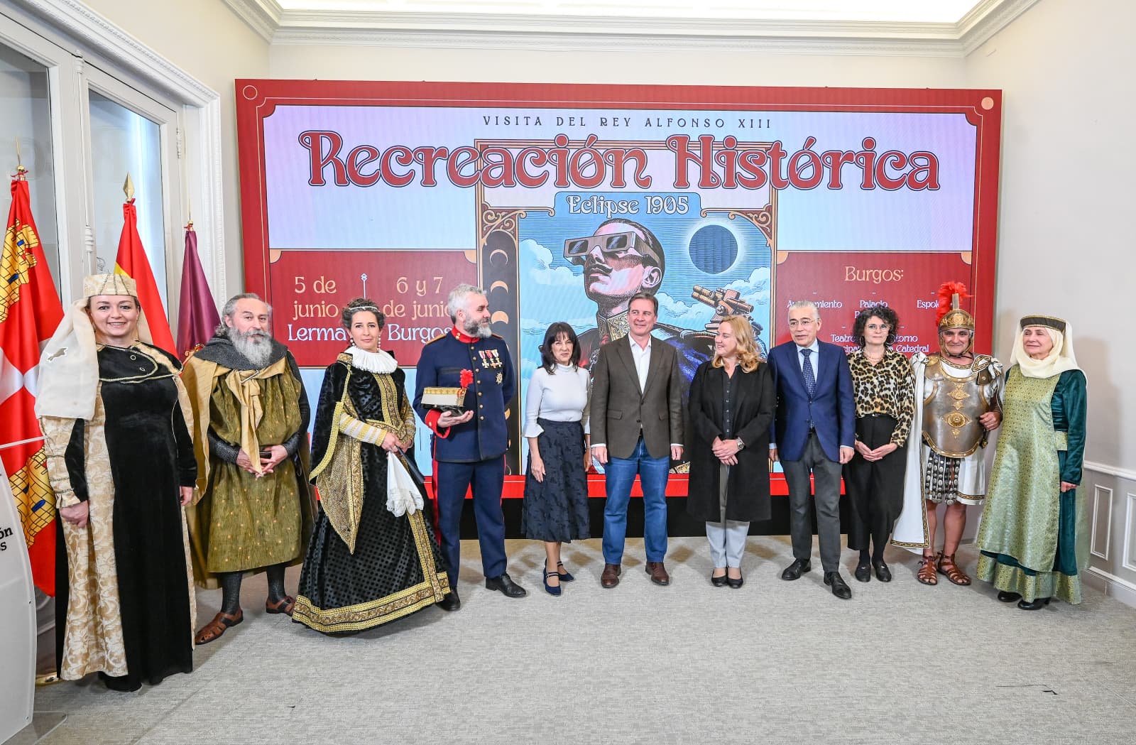 Recreación histórica de la visita de Alfonso XIII a Burgos con motivo del eclipse solar de 1905. Foto: Diputación de Burgos