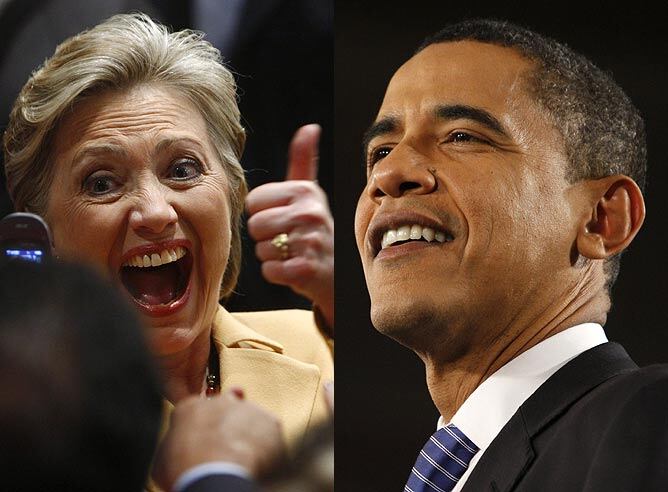 Hillary Clinton y Barack Obama, en la noche del &#039;supermartes&#039;.