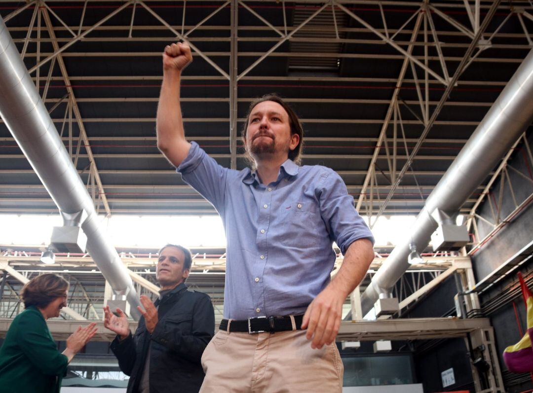 Pablo Iglesias, durante su mitin en l&#039;Hospitalet