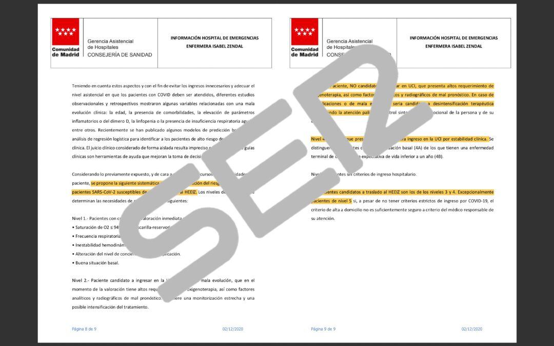 Documento que recoge la idea de juntar a los pacientes sin tener en cuenta su estado.