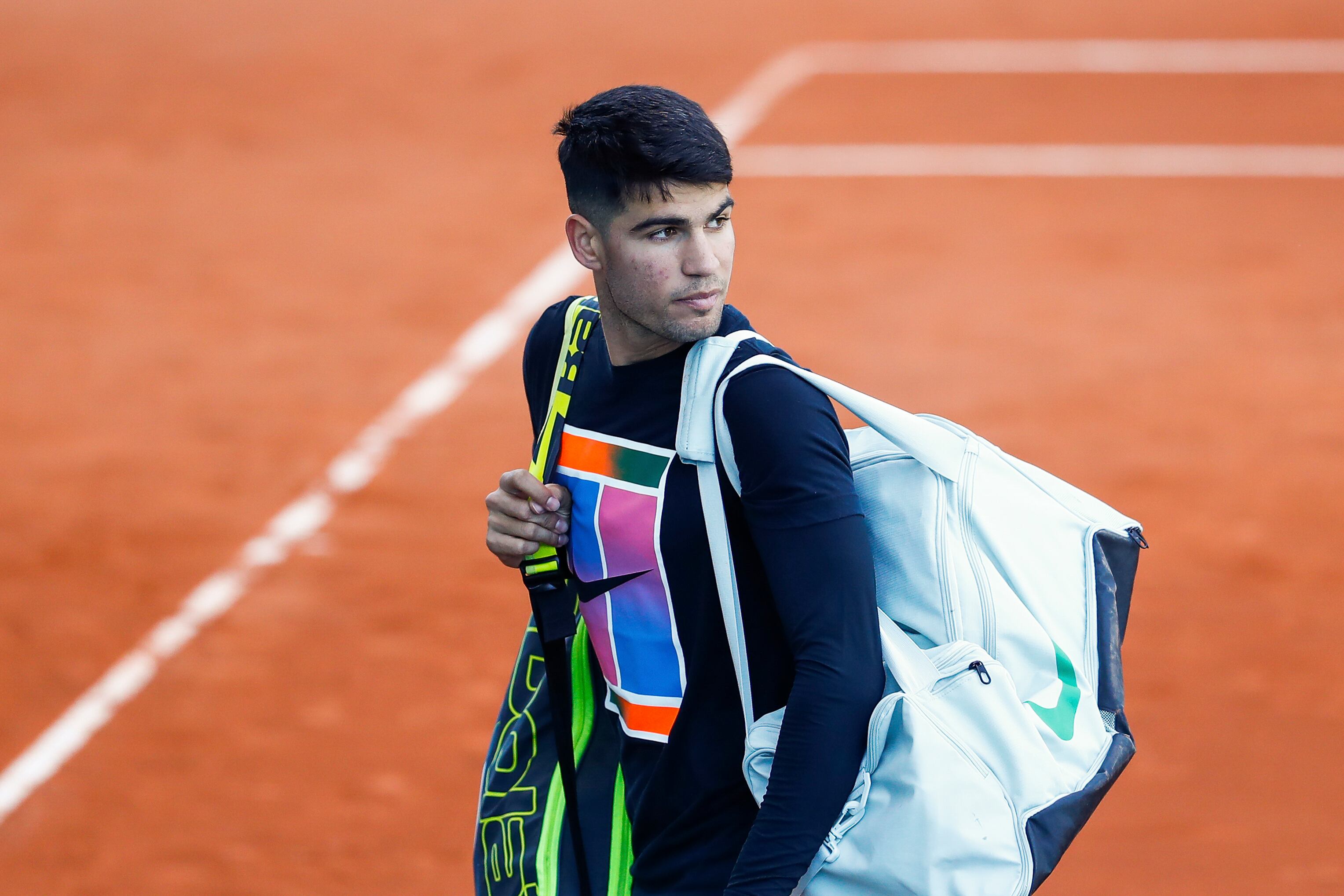 Carlos Alcarez, durante una sesión de entrenamiento antes del Open de Madrid