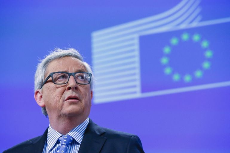 El presidente de la Comisión Europea, Jean-Claude Juncker, durante la conferencia en Bruselas