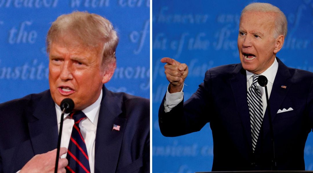 El actual presidente estadounidense, el republicano Donald Trump, y el candidato a la presidencia, el demócrata Joe Biden, durante el primer debate de la campaña electoral.