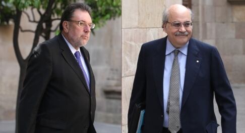 El conseller de Benestar i Família, Josep Lluís Cleries, i el conseller d'Economia i Coneixement, Andreu Mas-Colell