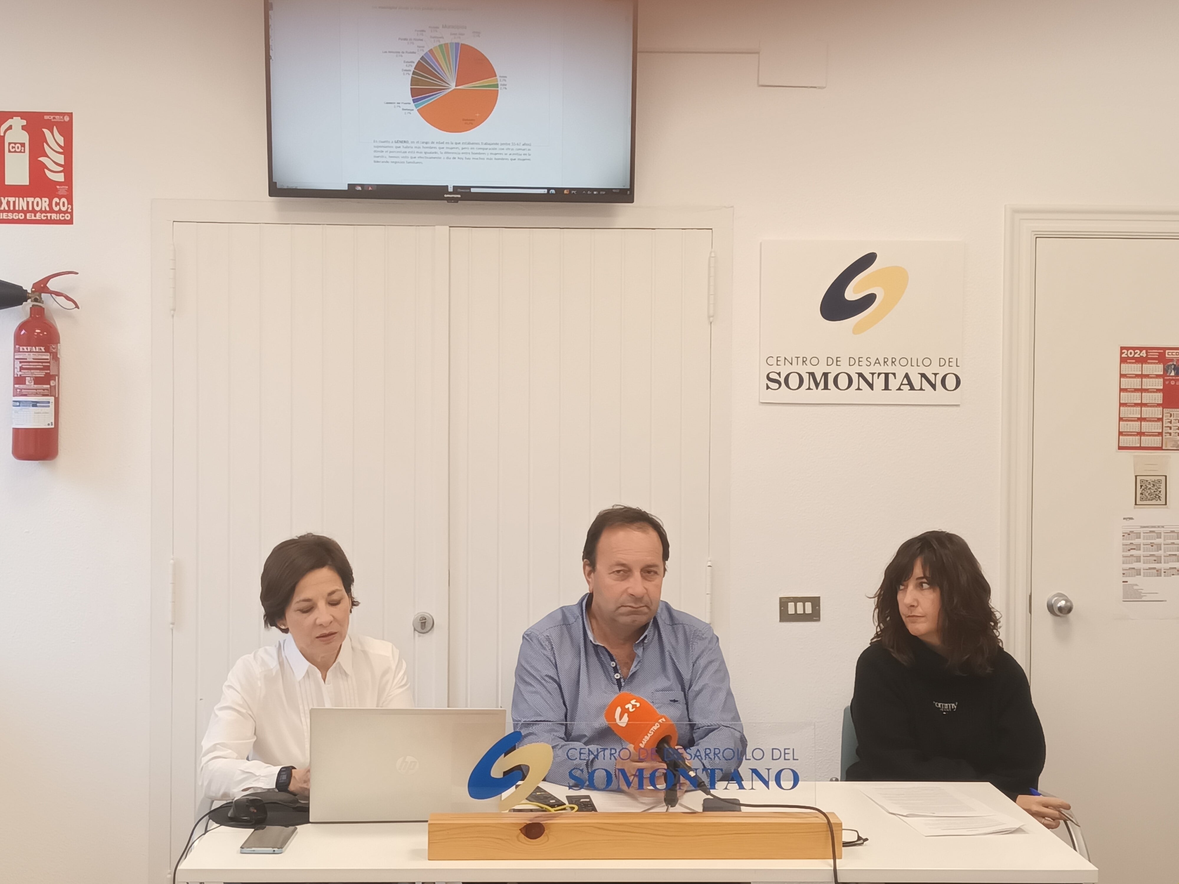 Paloma Fábregas, Mariano Altemir y Elena Guiral en la rueda de prensa de balance de 2024