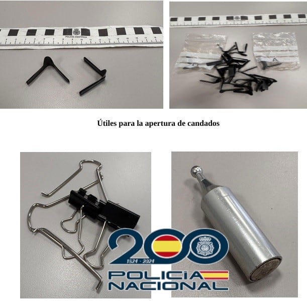 Parte del material usado por los detenidos