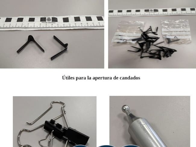 Parte del material usado por los detenidos