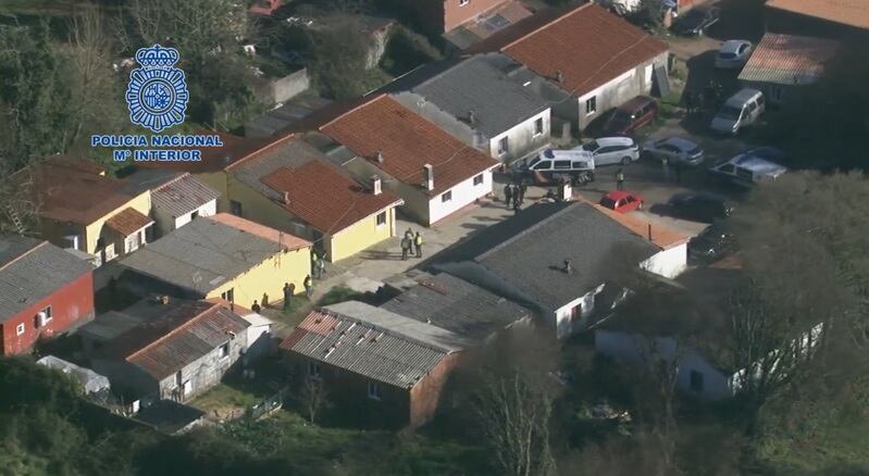 Imagen aérea de la zona donde se realizaron las detenciones y registros (foto: Policía Nacional)