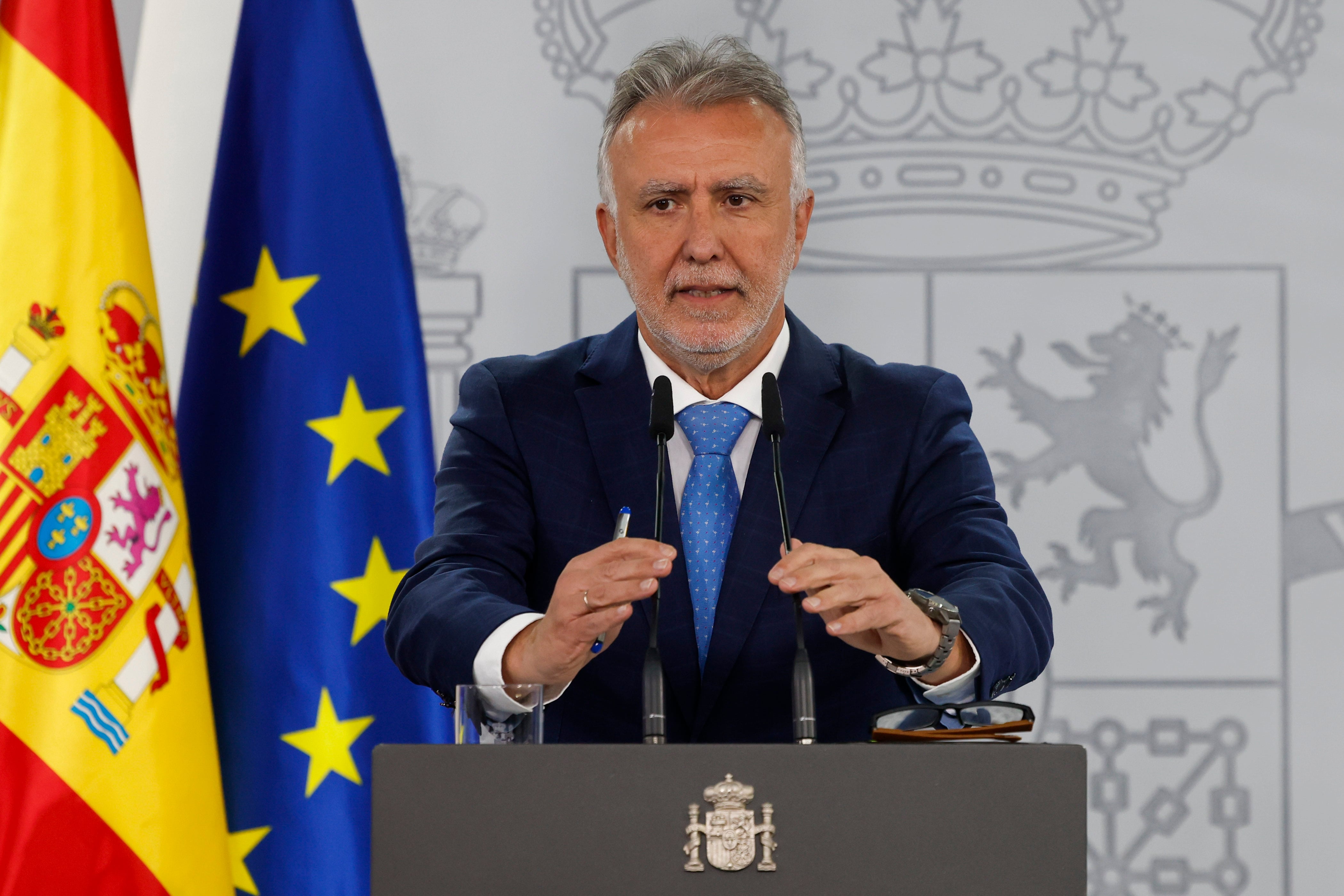 El ministro de Política Territorial, Ángel Víctor Torres, durante una rueda de prensa