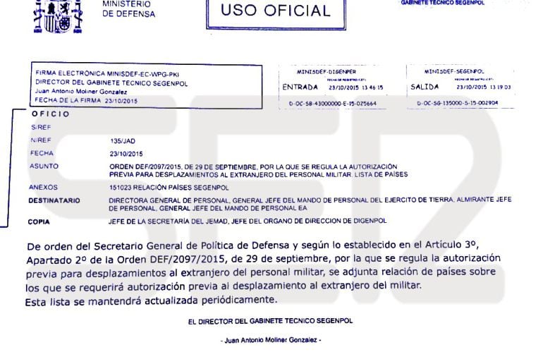 Orden por la que se regula la autorización previa para desplazamientos al extranjero de personal militar