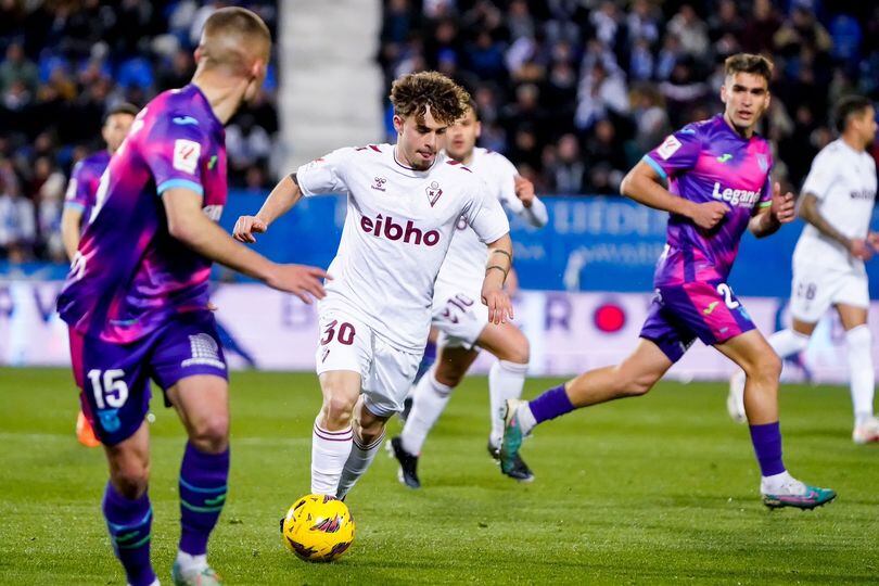 Mario Soriano en un lance del partido de Leganés