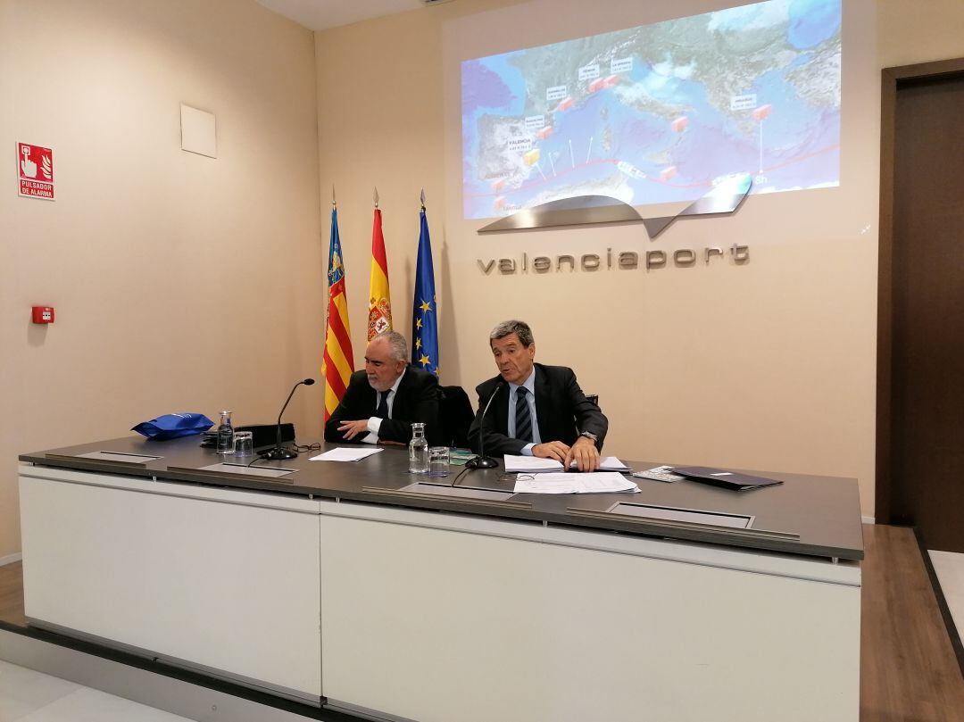 Aurelio Martínez, Presidente de la Autoridad Portuaria junto al Director General, Francesc Sánchez