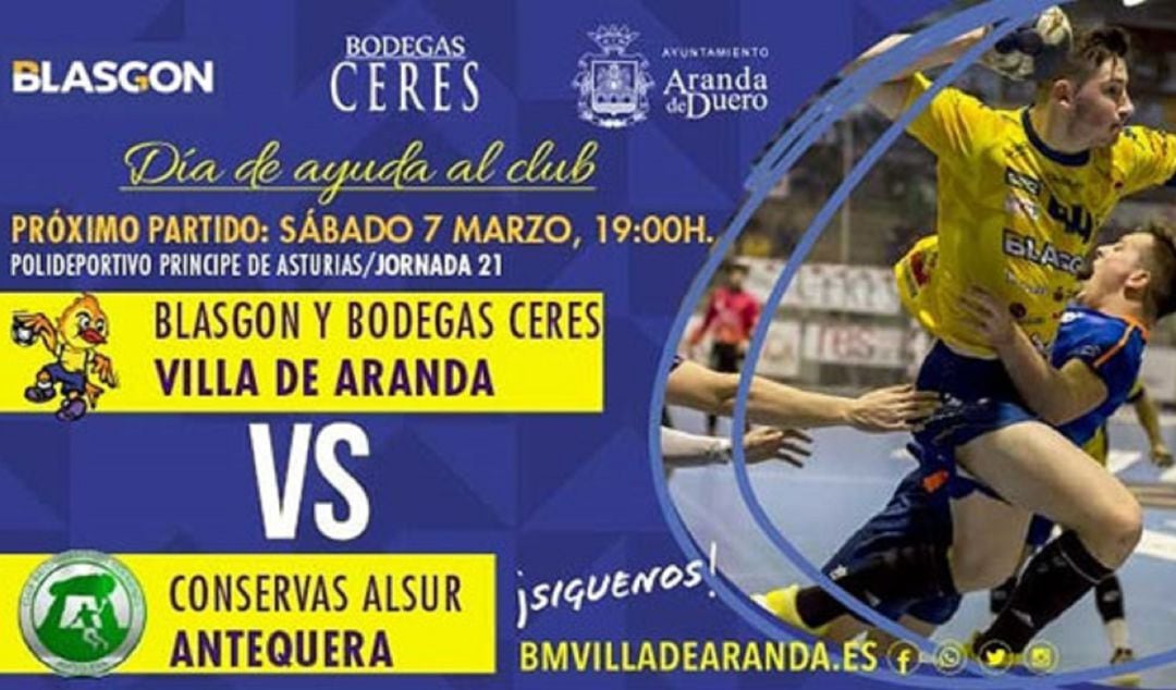 Cartel del partido ante Antequera de este próximo sábado.