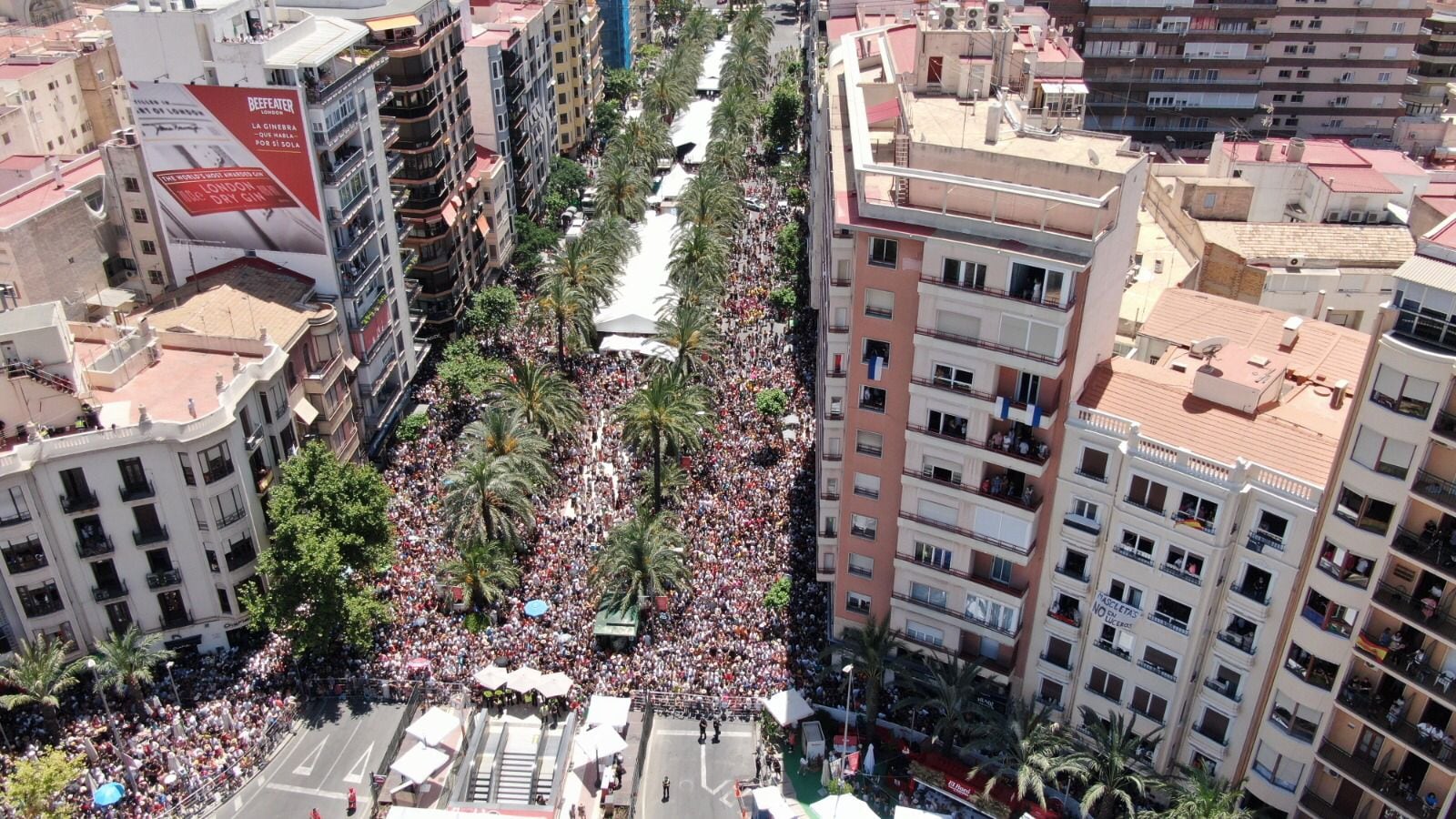 Imagen del dron en la mascletà del viernes 24 de junio