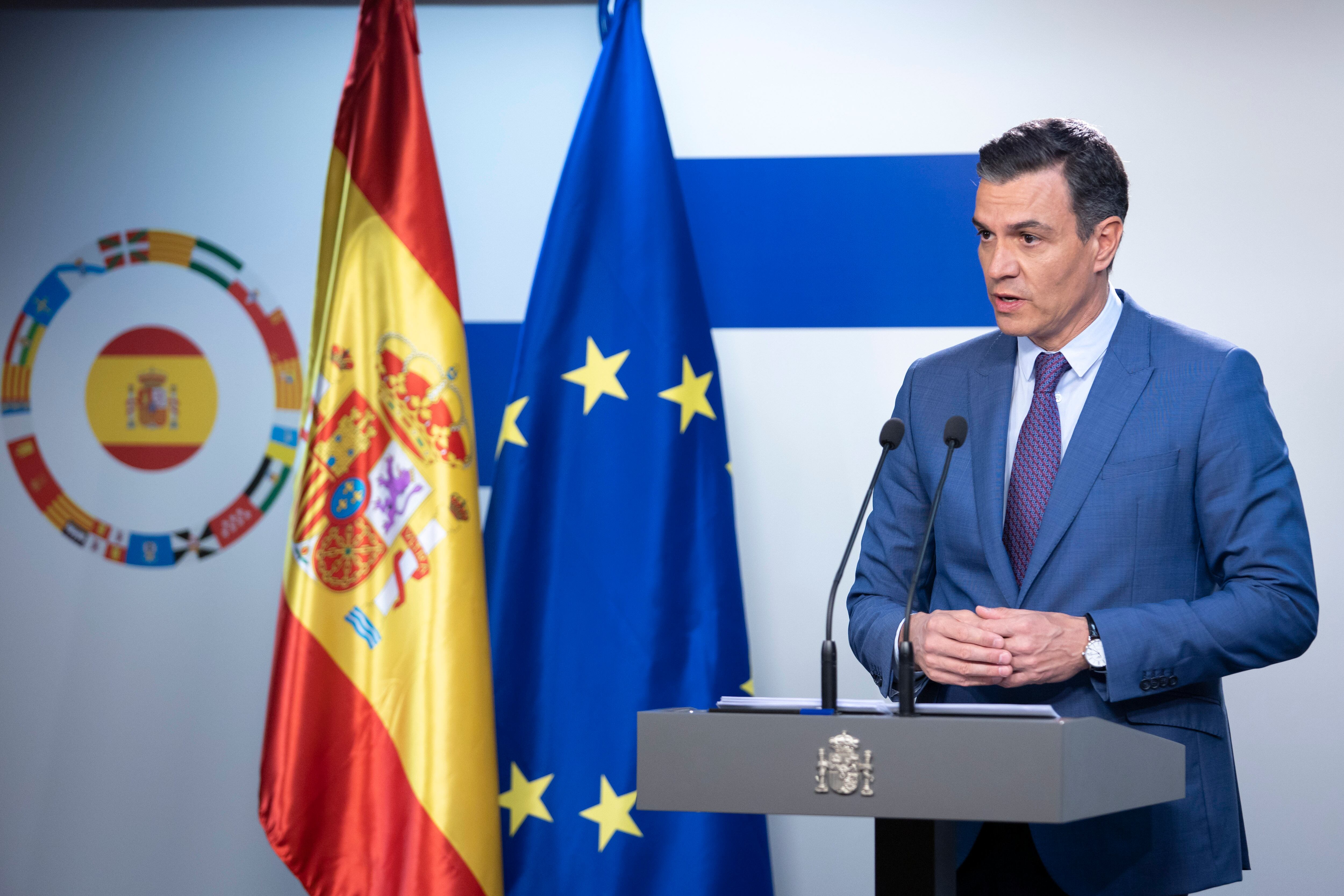 Pedro Sánchez comparece ante los medios en Bruselas