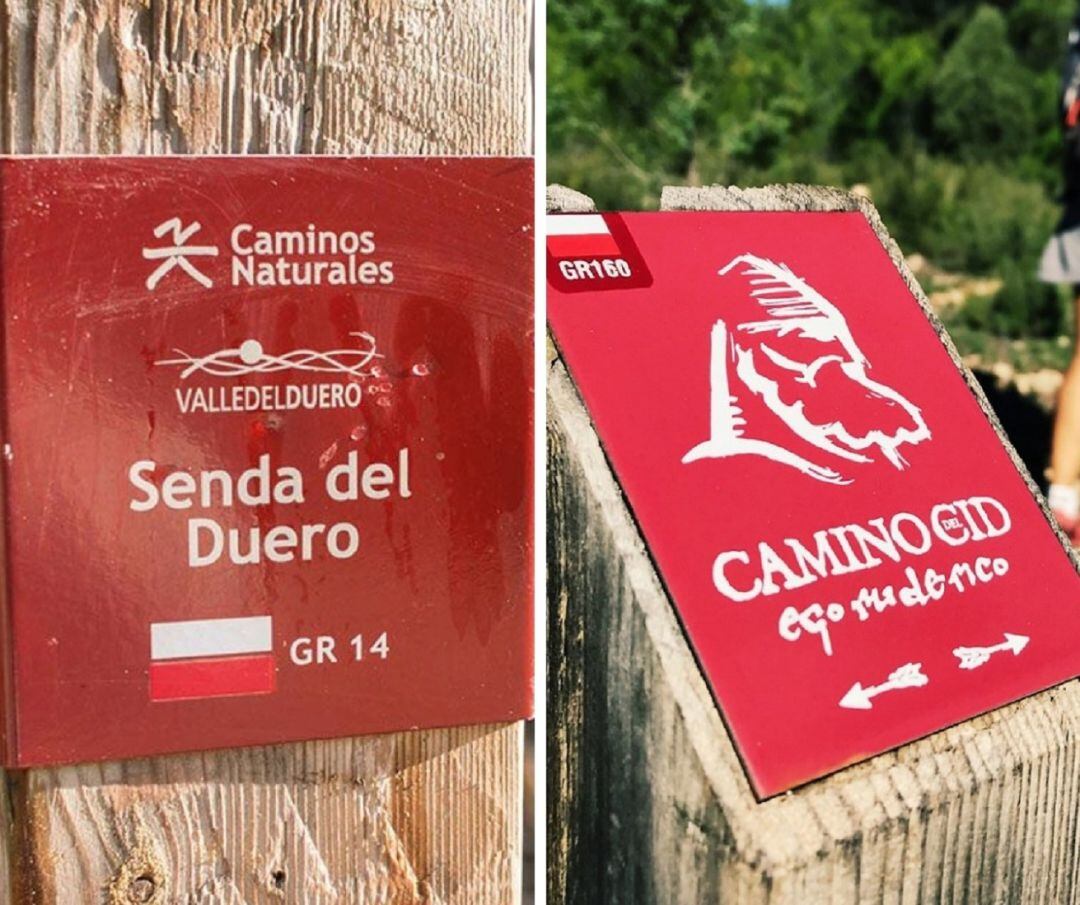 Los indicativos de la Senda del Duero y el Camino del Cid (d).