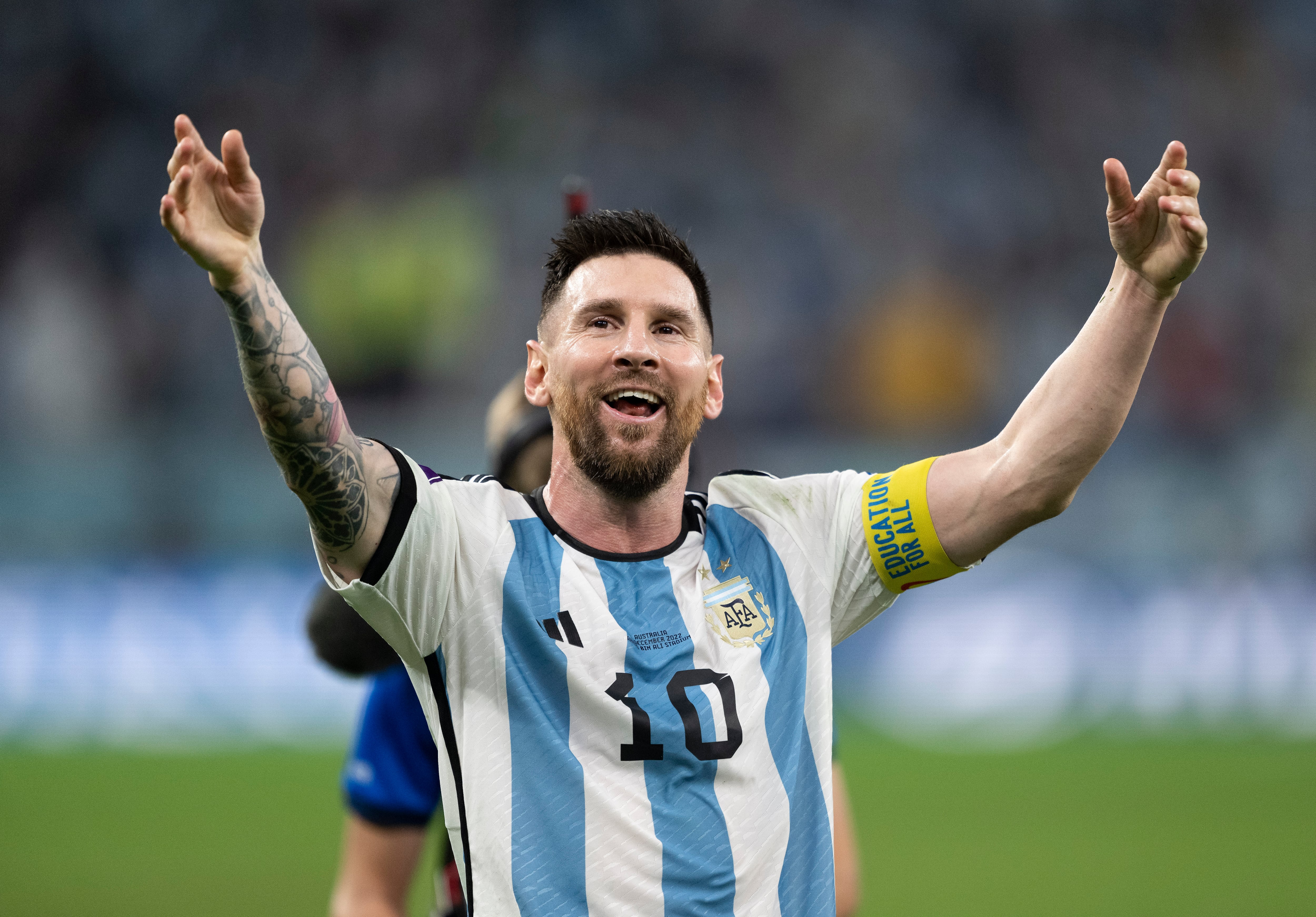 Lionel Messi celebra la victoria de Argentina