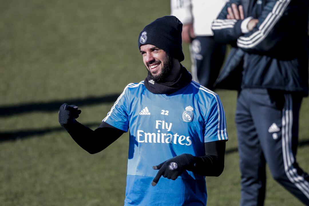 Isco en un entrenamiento contra el Real Madrid.