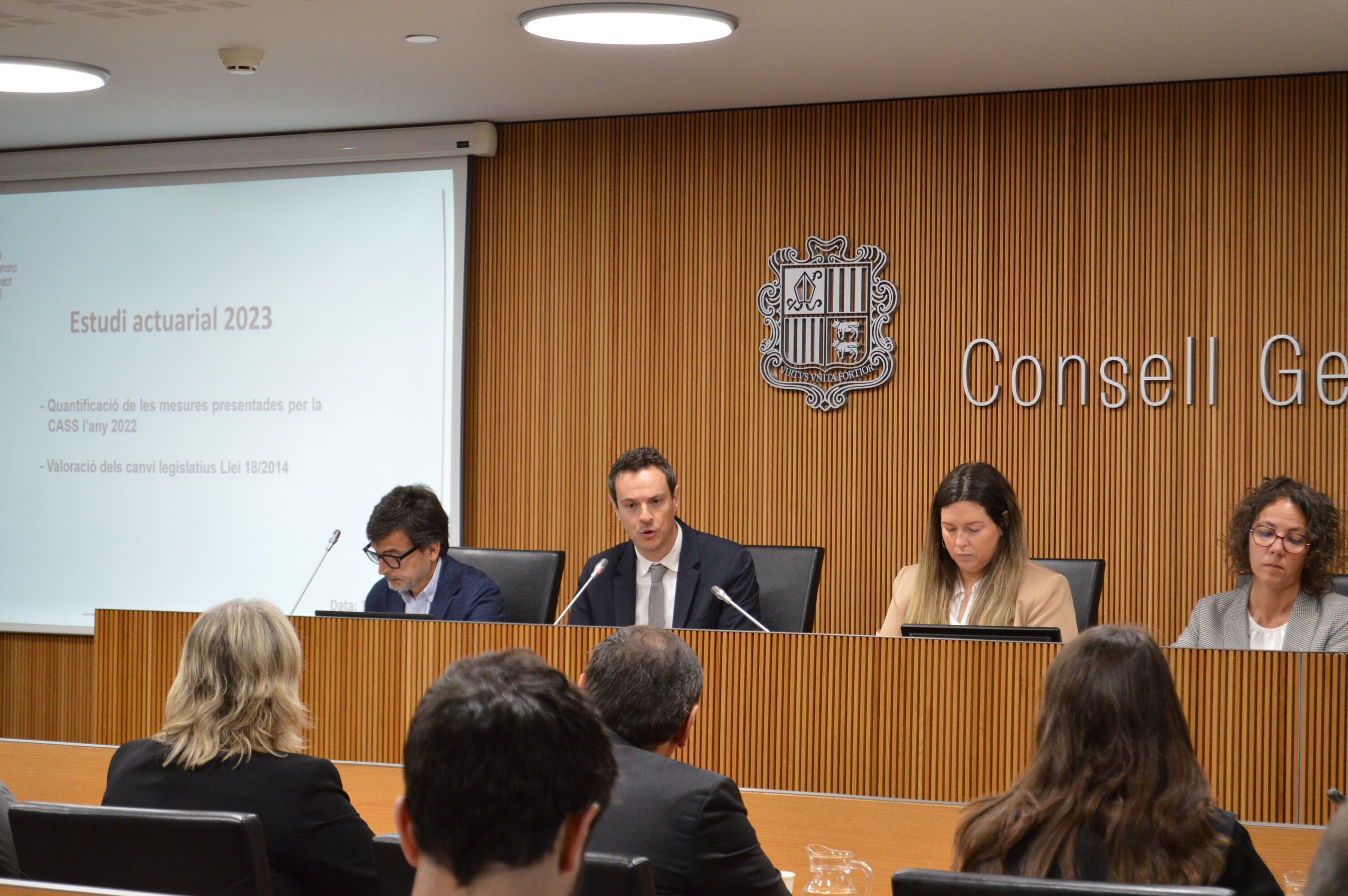 El president del consell d'administració de la CASS, Marc Galabert, en comissió legislativa al Consell General