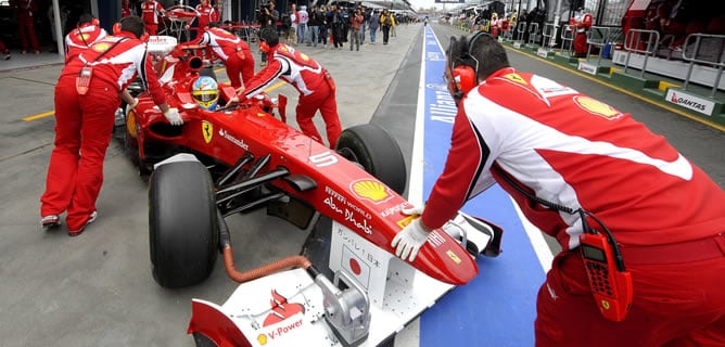 El asturiano, durante una sesión de entrenamientos previa al Gran Premio de Australia.