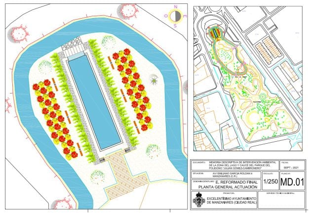 Zona de actuación de la reforma que se acometerá en este parque de Manzanares (Ciudad Real)