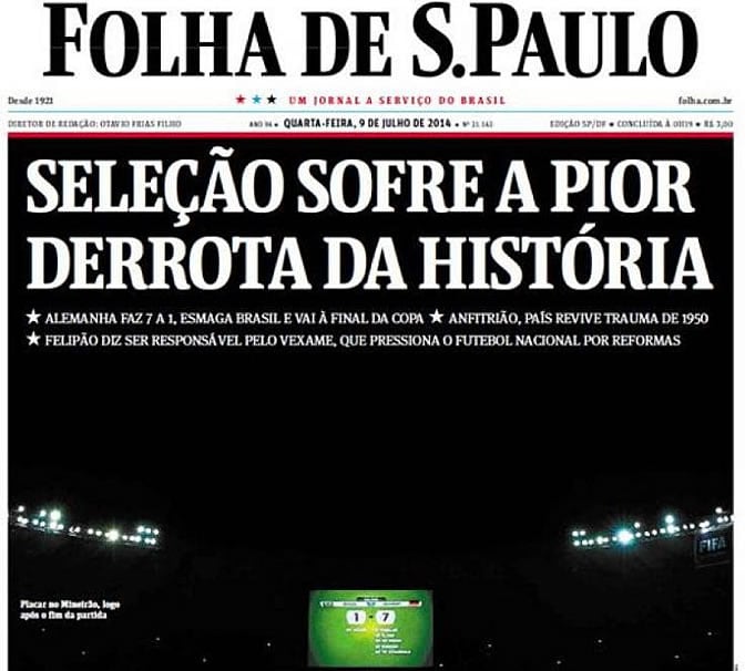 Portada del diario brasileño &#039;Folha de São Paulo&#039;