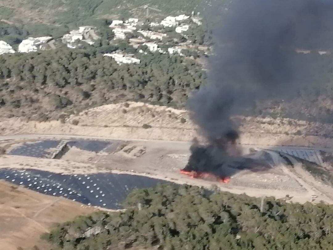 Vista aérea del incendio