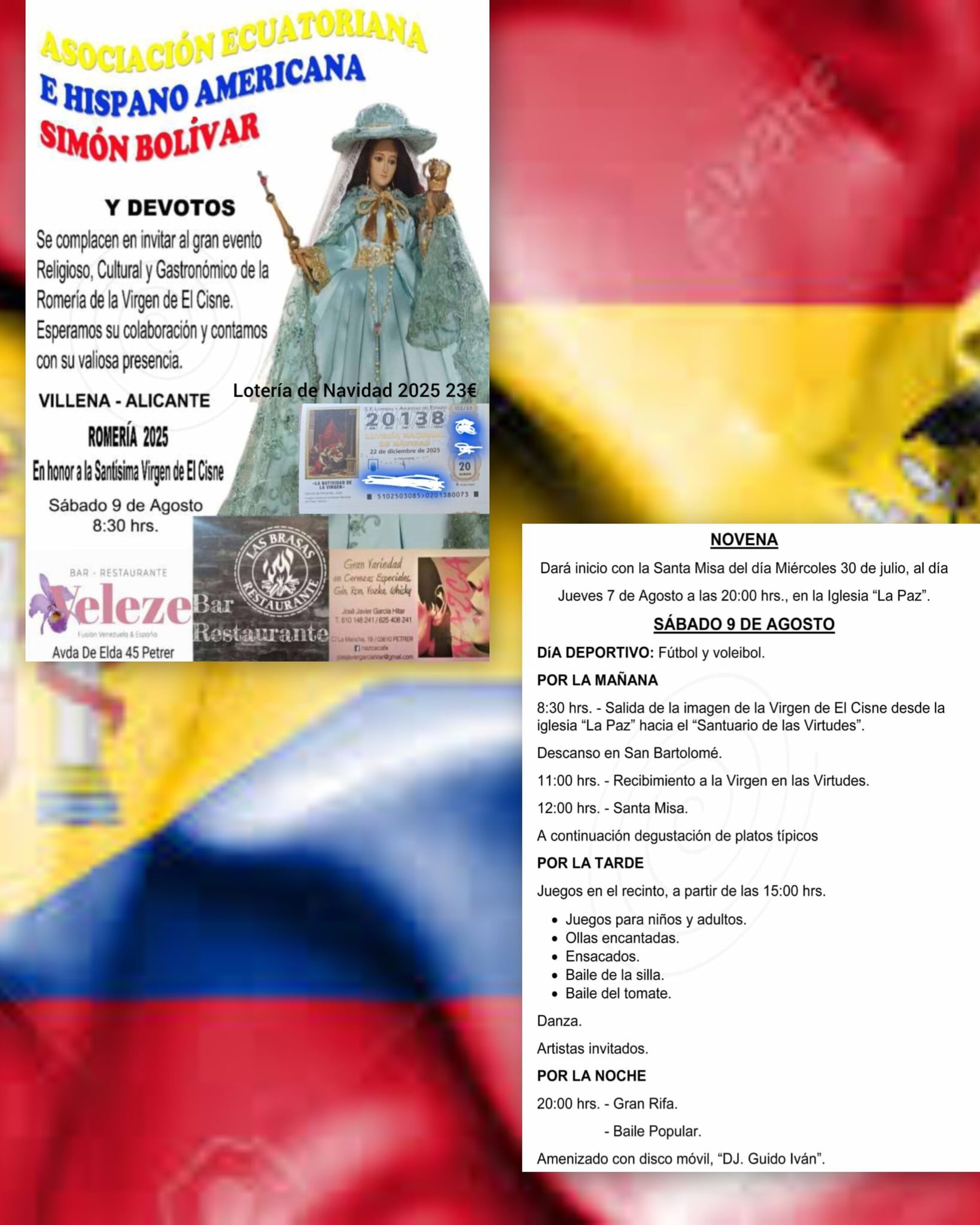 Cartel con los actos