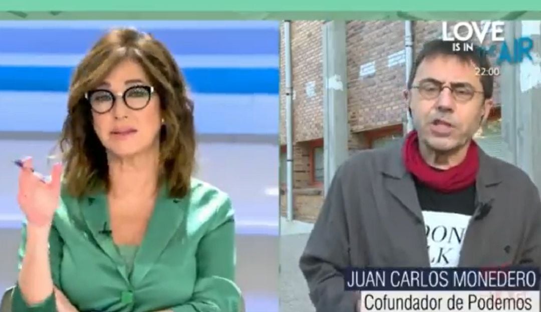 Ana Rosa Quintana y Juan Carlos Monedero durante su discusión.