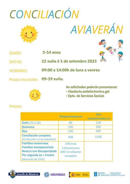 Cartaz do programa de conciliación de verán de Ribadavia