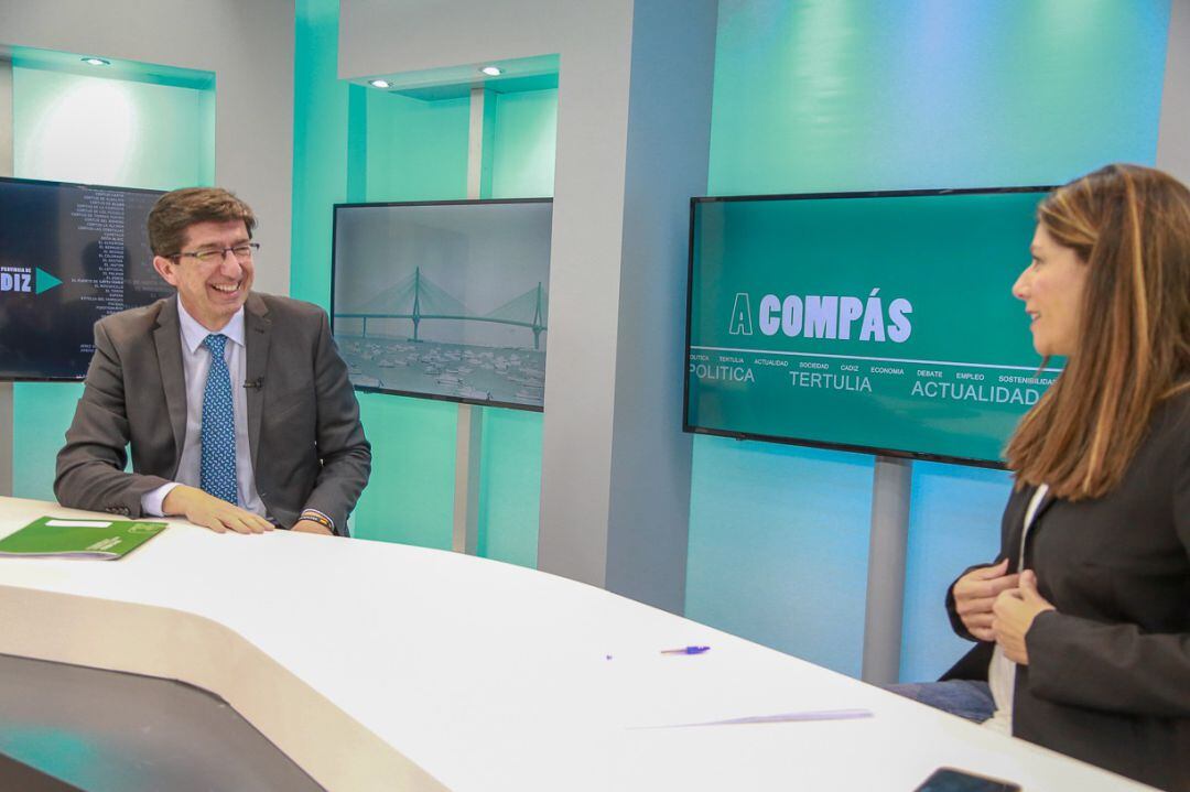 El vicepresidente de la Junta, Juan Marín, anoche en el plató de 7TV