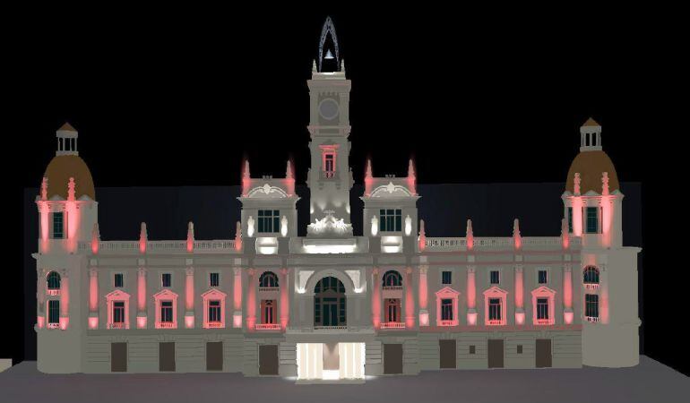 Así quedará el Ayuntamiento de Valencia con la nueva iluminación