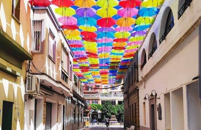 Paraguas en la calle Cadalso
